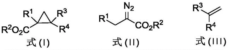 General reaction scheme for photocatalytic cyclopropanation of non-aryl diazo compounds and olefins