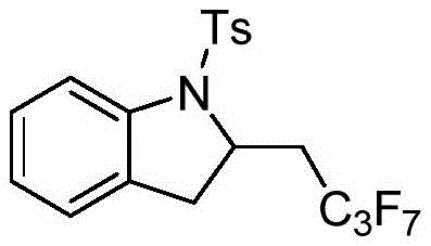 Structure of 2-(4,4,4,4,4,4,4-heptafluoro-but-2-yn-1-yl)-1-tosylindoline demonstrating perfluoroalkyl tolerance