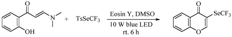 Standard reaction equation showing optimal conditions with Eosin Y and Blue LED
