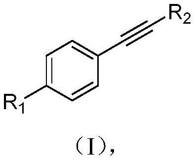 General structure of aryl alkyne reactants (Formula I) used in the photoelectrochemical synthesis
