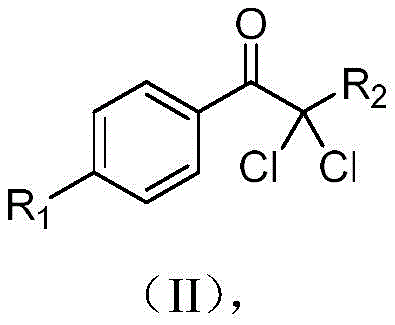 General structure of alpha-alpha-dichloroaryl ketone products (Formula II) synthesized via the new method