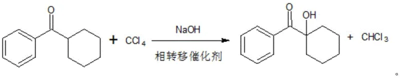 Reaction scheme illustrating the one-pot chlorination and alkaline hydrolysis using carbon tetrachloride and sodium hydroxide