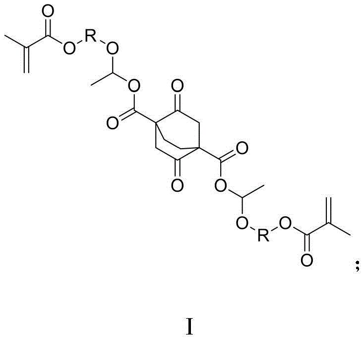 General structural formula I of the photoresist resin monomer showing the acetal linkage and bicyclic core