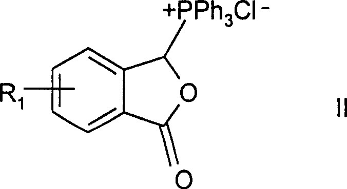 Chemical structure of substituted 2-benzo[c]furanonyl-3-triphenylphosphonium salt (Formula II) used as the key starting material