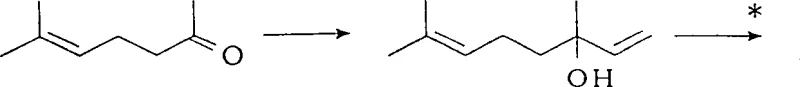 Reaction scheme illustrating the conversion of 6-methyl-5-hepten-2-one to Phyton and Isophytol intermediates