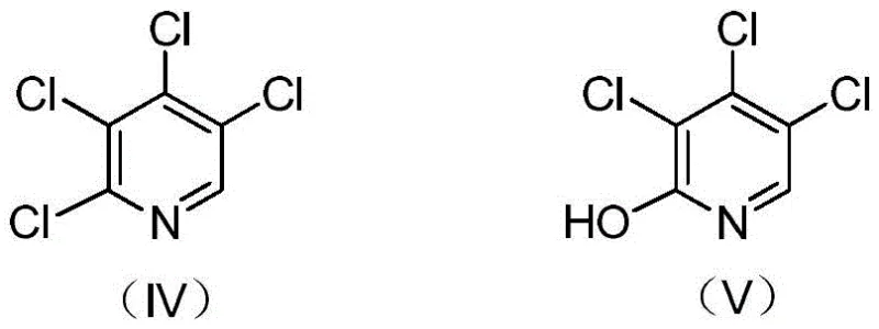 Structures of target intermediate 2,3,4,5-tetrachloropyridine (IV) and hydroxy impurity (V)