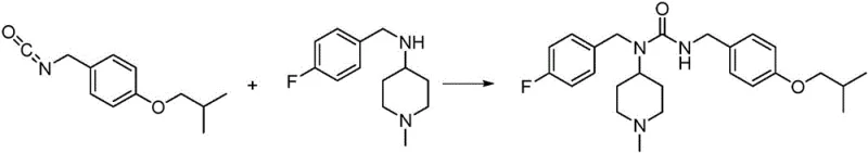 Prior art synthesis route using toxic isocyanate intermediates