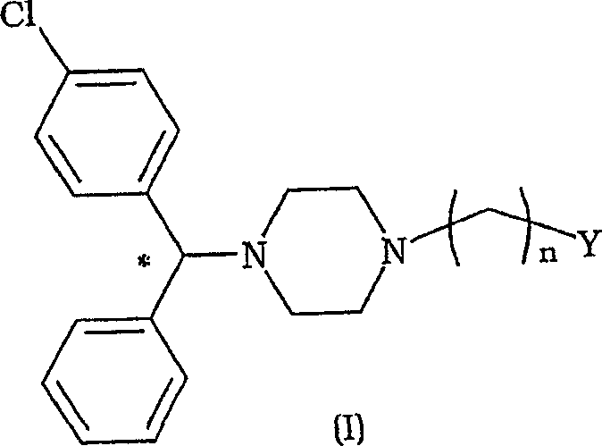 General Formula I of novel enantiomerically pure piperazine derivatives