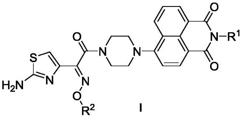 General Formula I of Piperazine Bridged Naphthalimide Aminothiazole Oxime Compounds