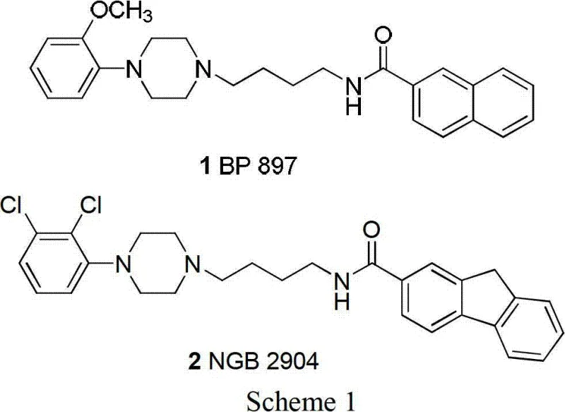 Chemical structures of BP897 and NGB2904 dopamine D3 receptor ligands