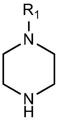 General chemical structure of the piperazine derivative reactant showing the R1 substituent and the reactive secondary amine site