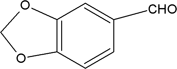 Chemical structure of Piperonal (3,4-methylenedioxybenzaldehyde) showing the benzodioxole ring and aldehyde functional group