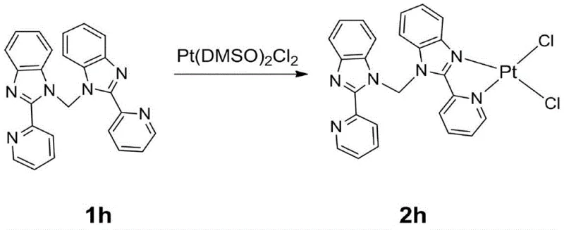 Coordination of ligand 1h with Pt(DMSO)2Cl2 to form intermediate 2h