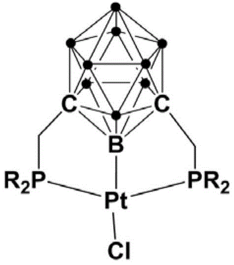General structure of platinum complex containing bisphosphine meta-carborane ligand