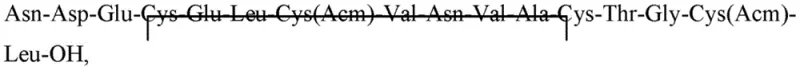 Linear peptide sequence of Plecanatide precursor showing amino acid arrangement and protecting groups