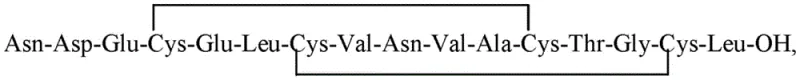 Chemical structure of the monocyclic peptide intermediate formed during the first oxidation step