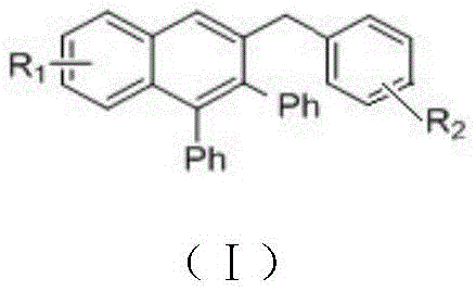 General structure of polyaromatic substituted naphthalene derivatives showing variable R1 and R2 groups