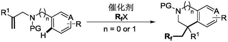 General reaction scheme for copper-catalyzed synthesis of polyfluoroalkyl indolines and tetrahydroisoquinolines