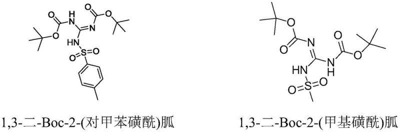 Structures of the novel polypeptide guanylating agents featuring tosyl and mesyl groups