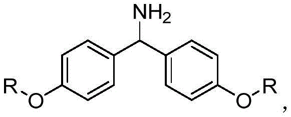 Chemical structure of the non-classical solid-phase synthesis carrier showing the bis-phenyl methylamine core with octadecyl chains