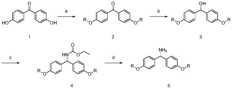 Synthetic route for the preparation of the HZ-WSP-M non-classical solid-phase carrier from 4,4-dihydroxybenzophenone
