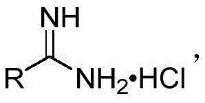 General chemical structure of substituted formamidine hydrochloride substrate showing variable R groups