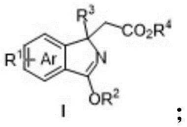 General chemical structure of polysubstituted isoindole compounds showing variable substituents R1 to R4