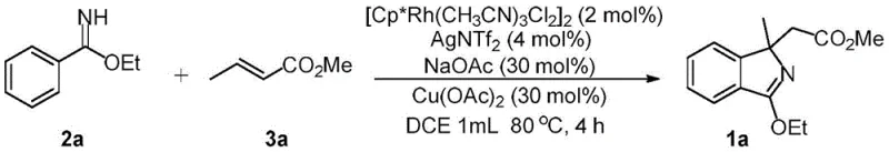 Specific example reaction scheme for synthesizing methyl 3-ethoxy-1-methyl-1H-isoindol-1-yl acetate