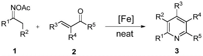 General reaction scheme of iron-catalyzed solvent-free synthesis of polysubstituted pyridine derivatives