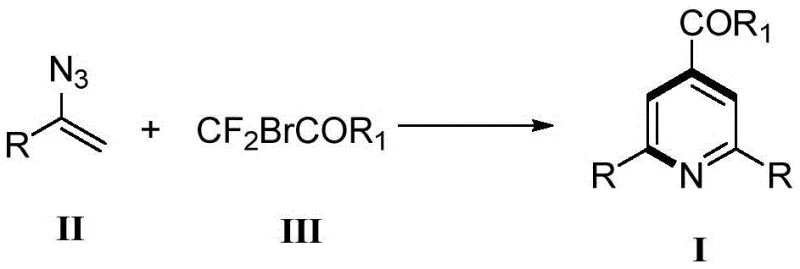 General reaction scheme showing copper-catalyzed synthesis of polysubstituted pyridines from alkenyl azides and difluoromethylene compounds