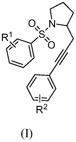 General chemical structure of polysubstituted pyrrolidine compound Formula I showing variable R1 and R2 substituents