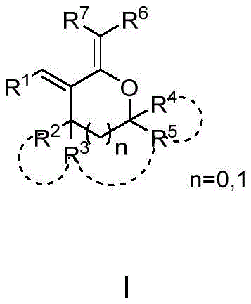 General chemical structure of polysubstituted tetrahydrofuran and tetrahydropyran dienoid compounds (Formula I)