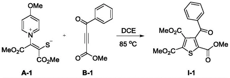Specific example synthesis of compound I-1 from precursors A-1 and B-1