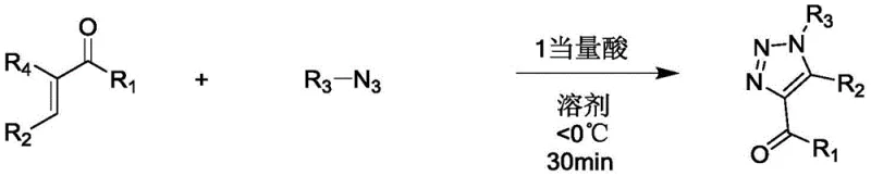 General reaction scheme showing the acid-catalyzed synthesis of polysubstituted triazoles from acrolein derivatives and azides