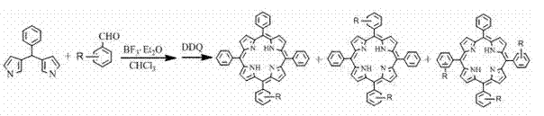 Specific reaction equation detailing the fusion of MacDonald and Lindsey methods for porphyrin synthesis