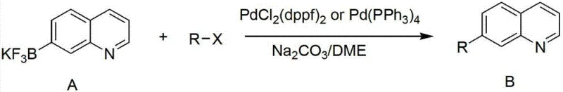 Suzuki coupling application of quinoline-7-potassium borate salt with various halides and triflates