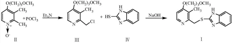 Specific synthesis scheme for Rabeprazole intermediate showing reagents and conditions