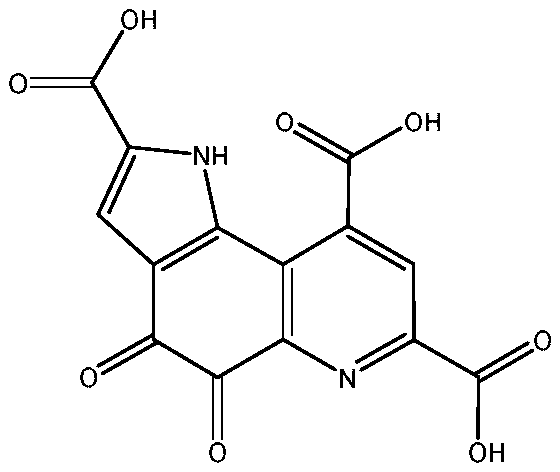 Chemical structure of Pyrroloquinoline Quinone showing the tricarboxylic acid groups essential for its biological activity