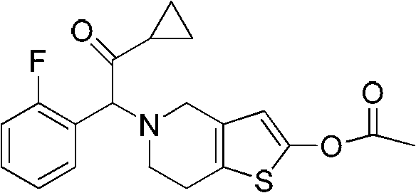 Chemical structure of Prasugrel showing the core thienopyridine and fluorophenyl moieties