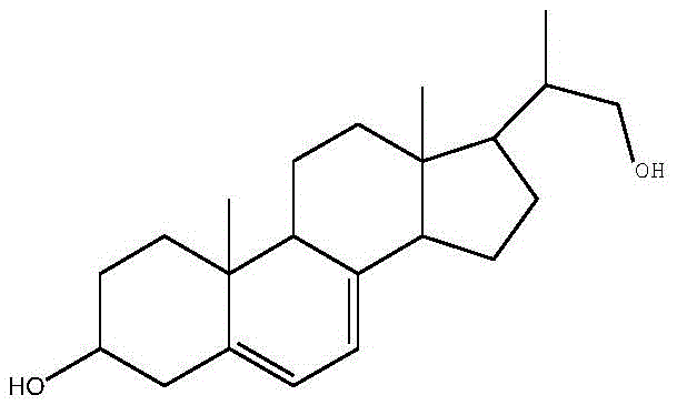 Chemical structure of Pregna-5,7-diene-3β,21-diol showing the critical 3-beta-hydroxyl and diene system