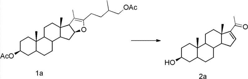 Specific example of Compound 1a converting to Compound 2a showing the structural transformation