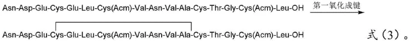 First oxidation reaction forming the Cys4-Cys12 disulfide bond while Cys7 and Cys15 remain protected