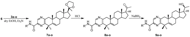 Final coupling and reduction steps to yield target compounds 9a-o