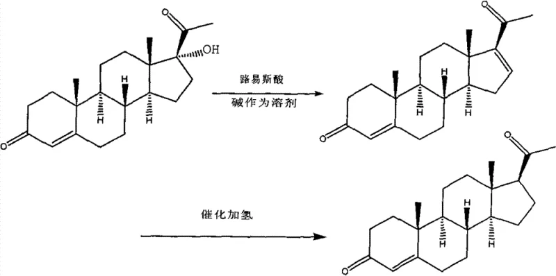 Novel synthetic route converting 17-Alpha-Hydroxy Progesterone to Progesterone via elimination and reduction
