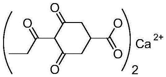 Chemical structure of Prohexadione Calcium showing the cyclohexenone core and calcium salt formation