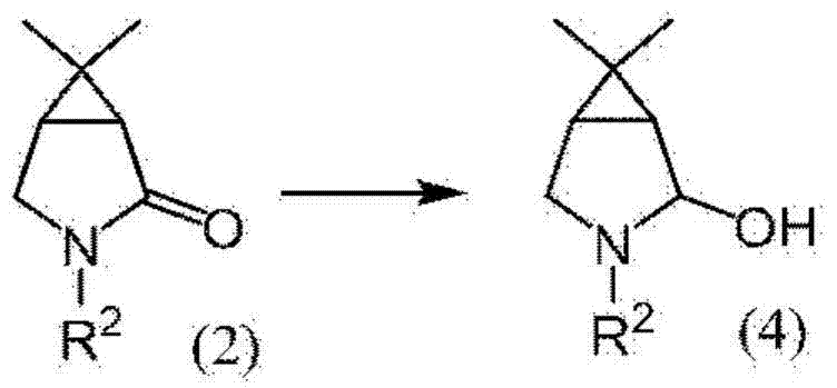 Reaction scheme showing Step A reduction of pyrrolidone compound to pyrrolidinol compound