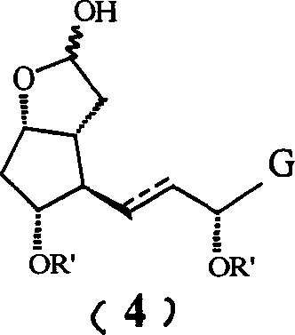 Chemical structure of intermediate compound 4 showing the reduced lactol hydroxyl group and protected side chains