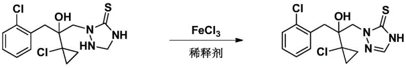 Reaction scheme of conventional method using stoichiometric ferric chloride showing waste generation