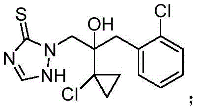 Chemical structure of Prothioconazole showing the triazolethione ring and chlorophenyl moiety