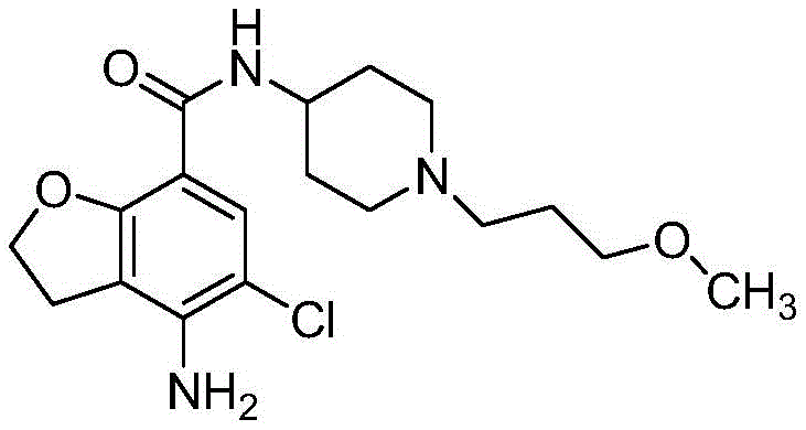 Chemical structure of Prucalopride showing the benzofuran and piperidine moieties